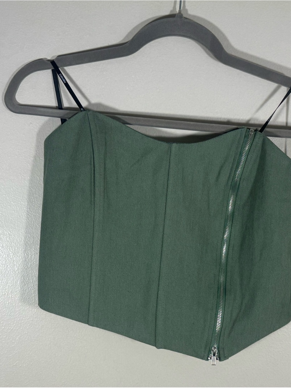 Forever 21 Olive Green Strapless Corset Top With Side Zip